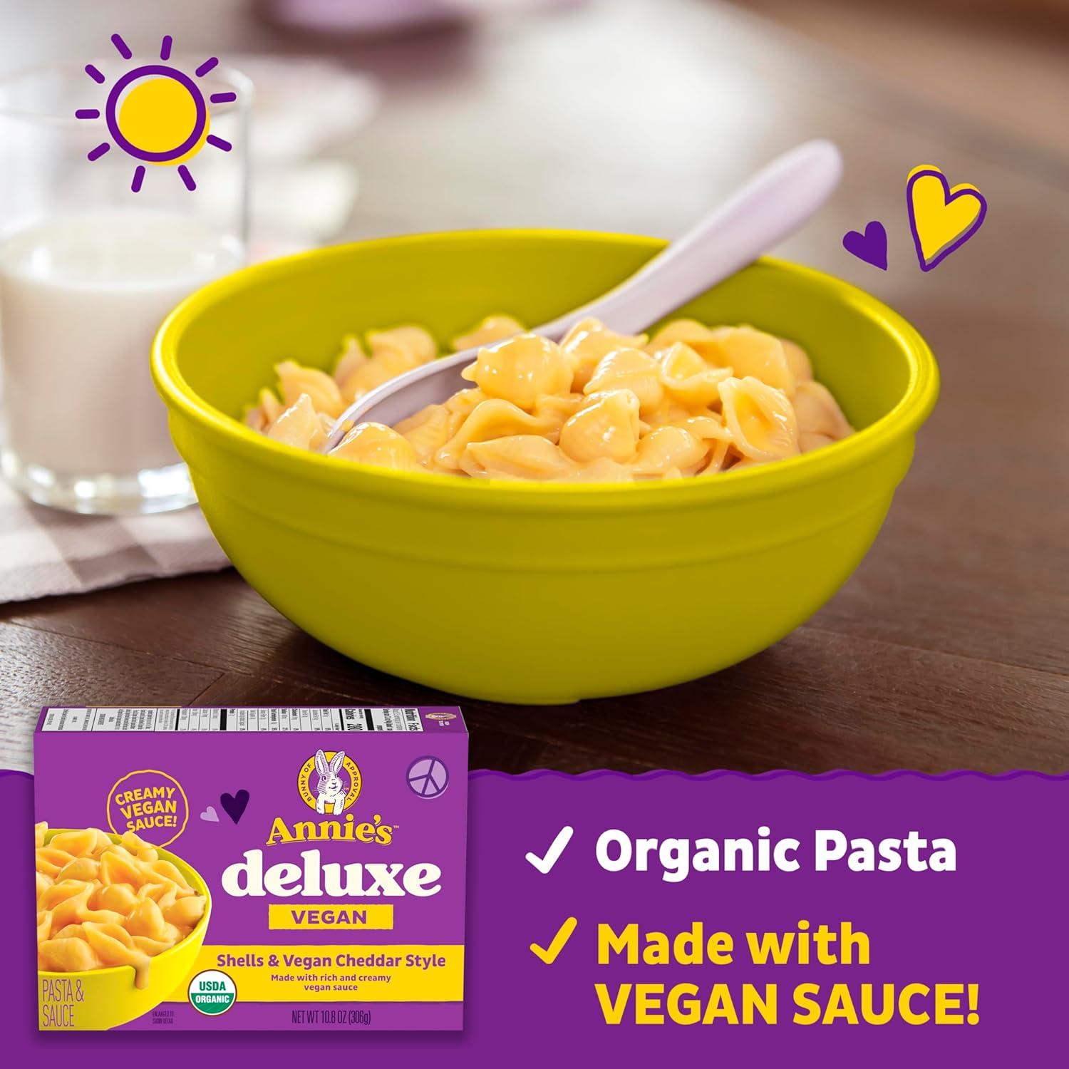 image:imageAnnies Deluxe Shells Pasta and Vegan Cheddar Style Sauce Organic 108 oz Pack of 12Cheese