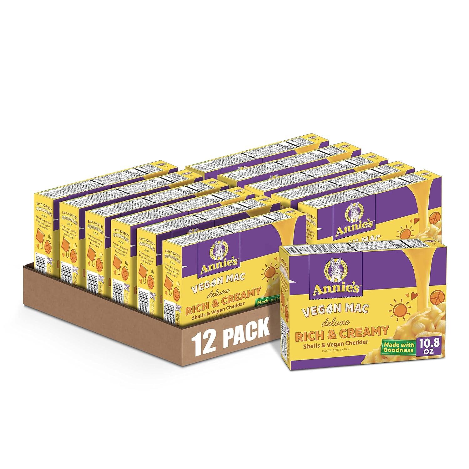 image:imageAnnies Deluxe Shells Pasta and Vegan Cheddar Style Sauce Organic 108 oz Pack of 12Vegan Cheddar