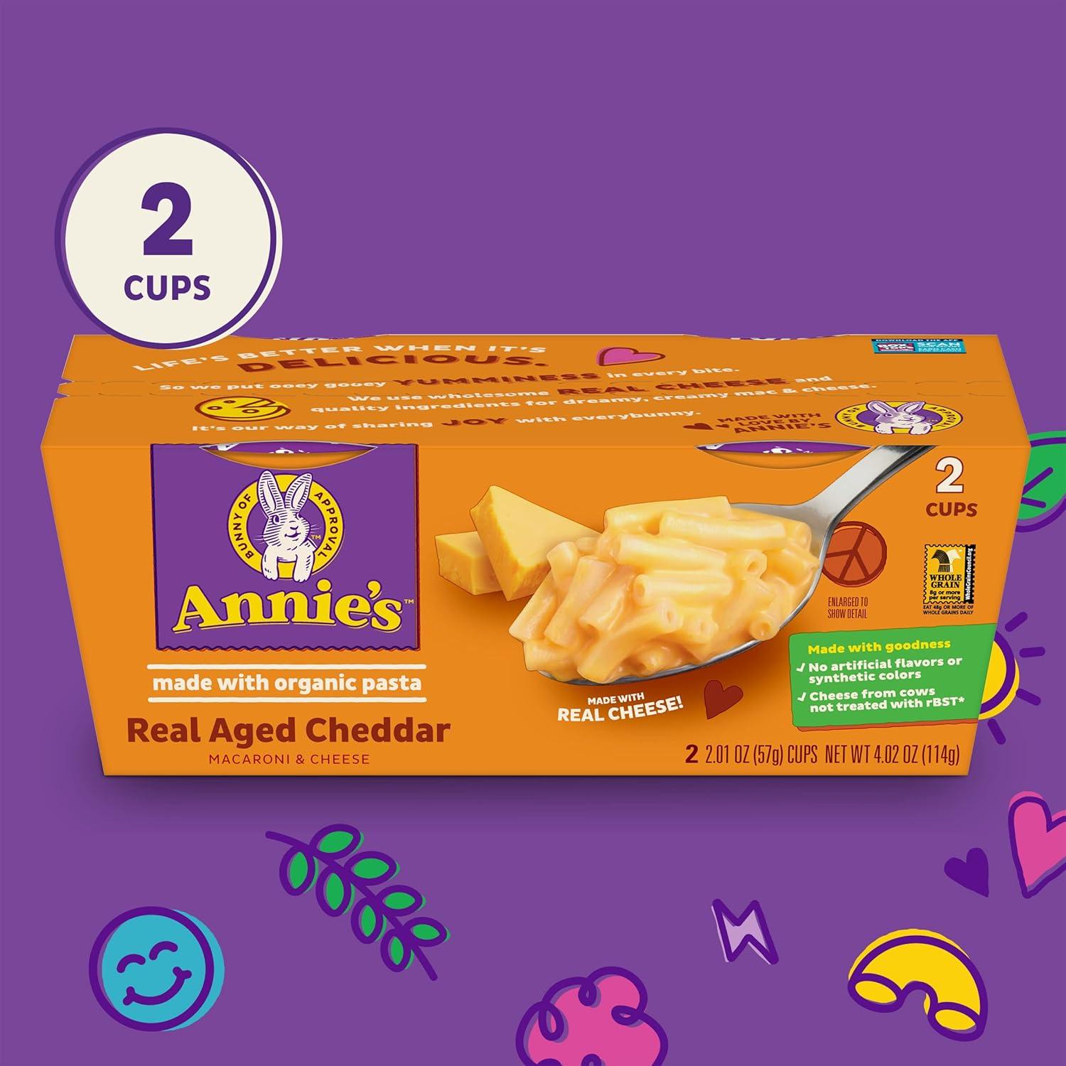 image:imageAnnies Macaroni and Cheese Real Aged Cheddar and Organic Pasta Microwavable Cups 2 Ct 402 oz402 Ounce Pack of 2
