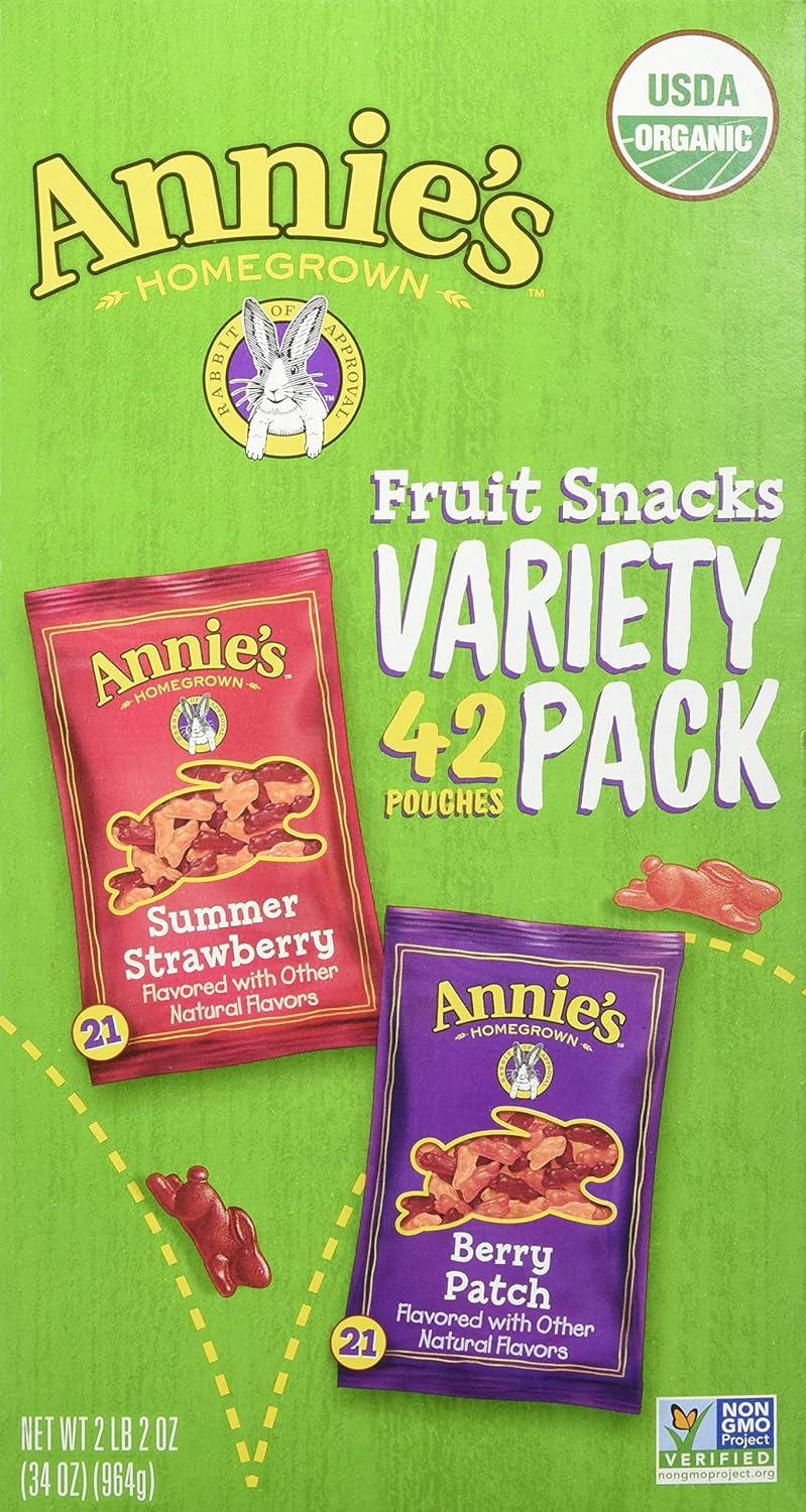 image:imageAnnies Organic Bunny Fruit Flavored Snacks Summer Strawberry Gluten Free Value Pack 22 Pouches 154 ozBerry