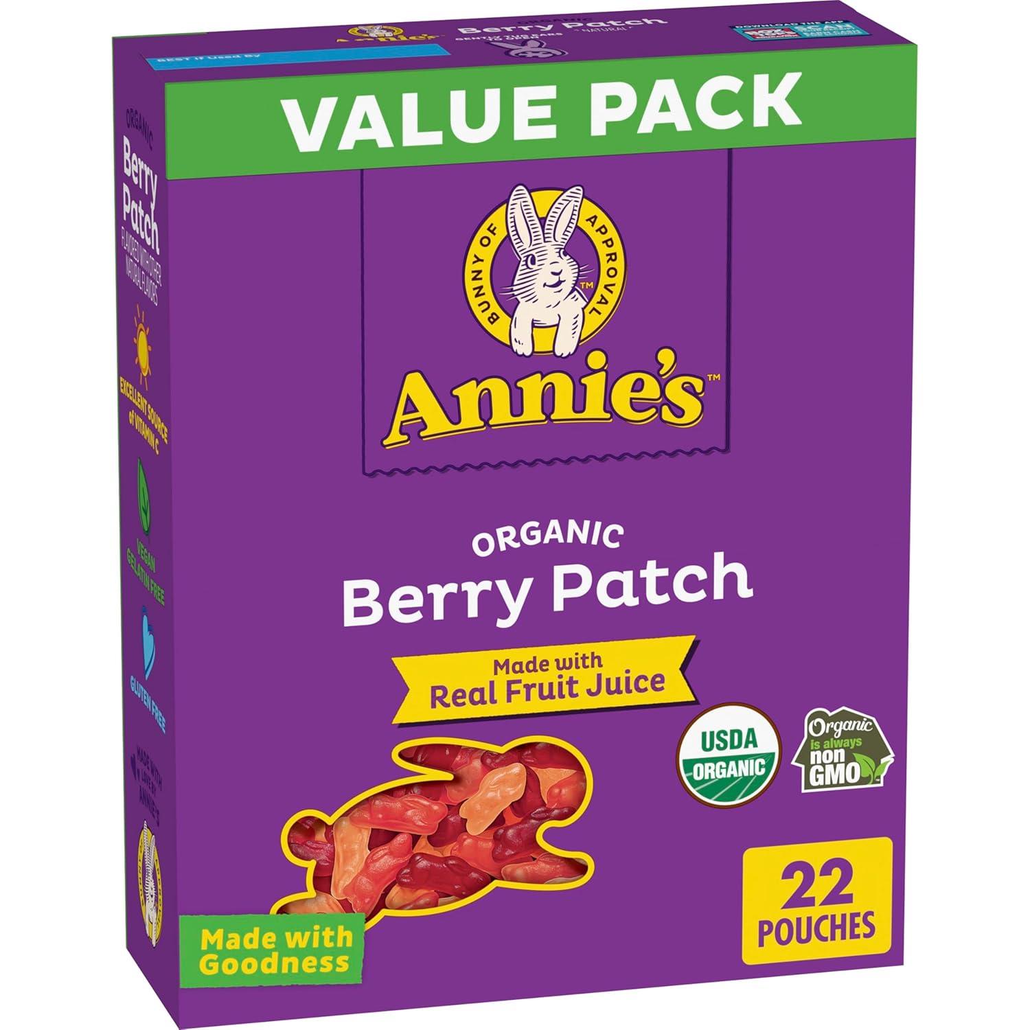 image:imageAnnies Organic Bunny Fruit Flavored Snacks Summer Strawberry Gluten Free Value Pack 22 Pouches 154 ozBerry