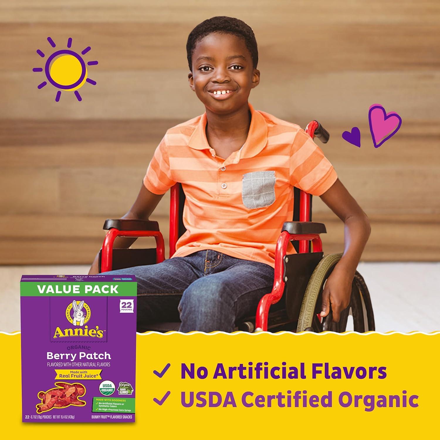image:imageAnnies Organic Bunny Fruit Flavored Snacks Summer Strawberry Gluten Free Value Pack 22 Pouches 154 ozBerry