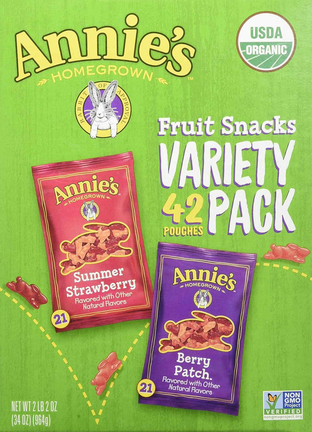 image:imageAnnies Organic Bunny Fruit Flavored Snacks Summer Strawberry Gluten Free Value Pack 22 Pouches 154 ozBerry
