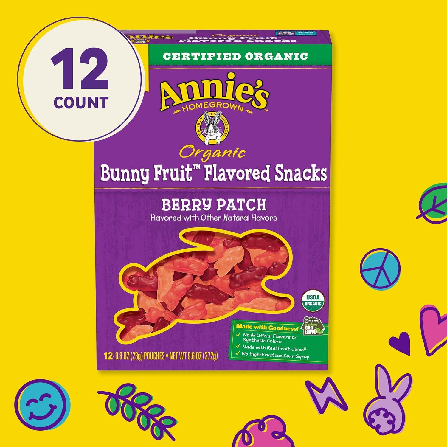 image:imageAnnies Organic Bunny Fruit Flavored Snacks Summer Strawberry Gluten Free Value Pack 22 Pouches 154 ozBerry Patch