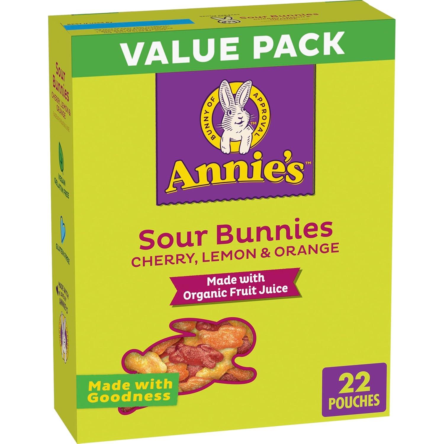 image:imageAnnies Organic Bunny Fruit Flavored Snacks Summer Strawberry Gluten Free Value Pack 22 Pouches 154 ozCherry Lemon Orange