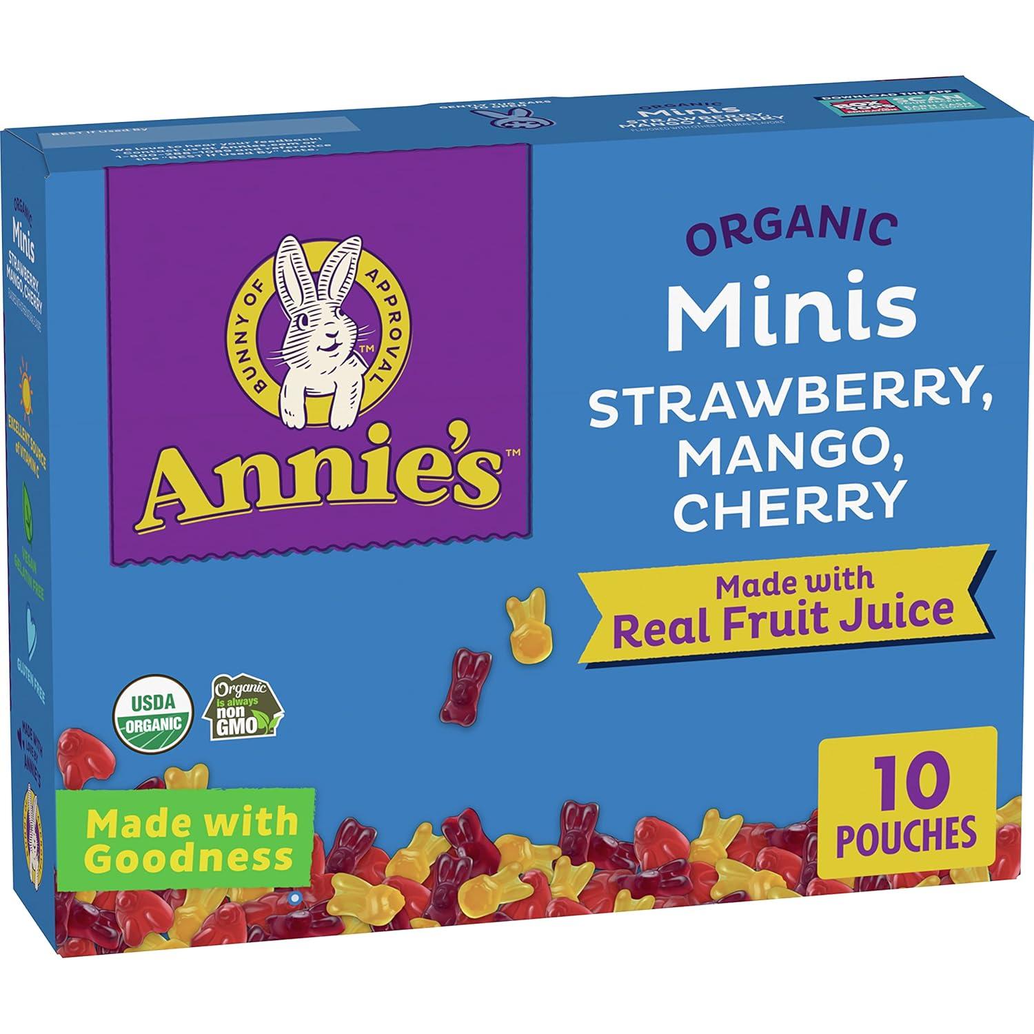 image:imageAnnies Organic Bunny Fruit Flavored Snacks Summer Strawberry Gluten Free Value Pack 22 Pouches 154 ozFruit
