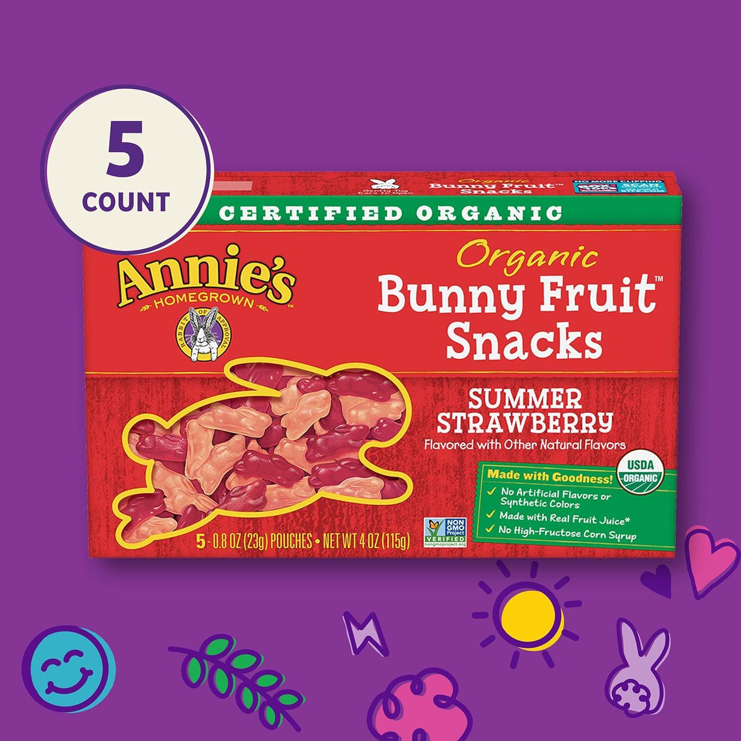 image:imageAnnies Organic Bunny Fruit Flavored Snacks Summer Strawberry Gluten Free Value Pack 22 Pouches 154 ozSummer Strawberry