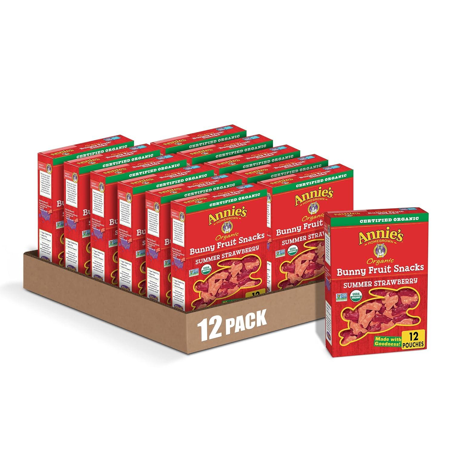 image:imageAnnies Organic Bunny Fruit Flavored Snacks Summer Strawberry Gluten Free Value Pack 22 Pouches 154 ozSummer Strawberry