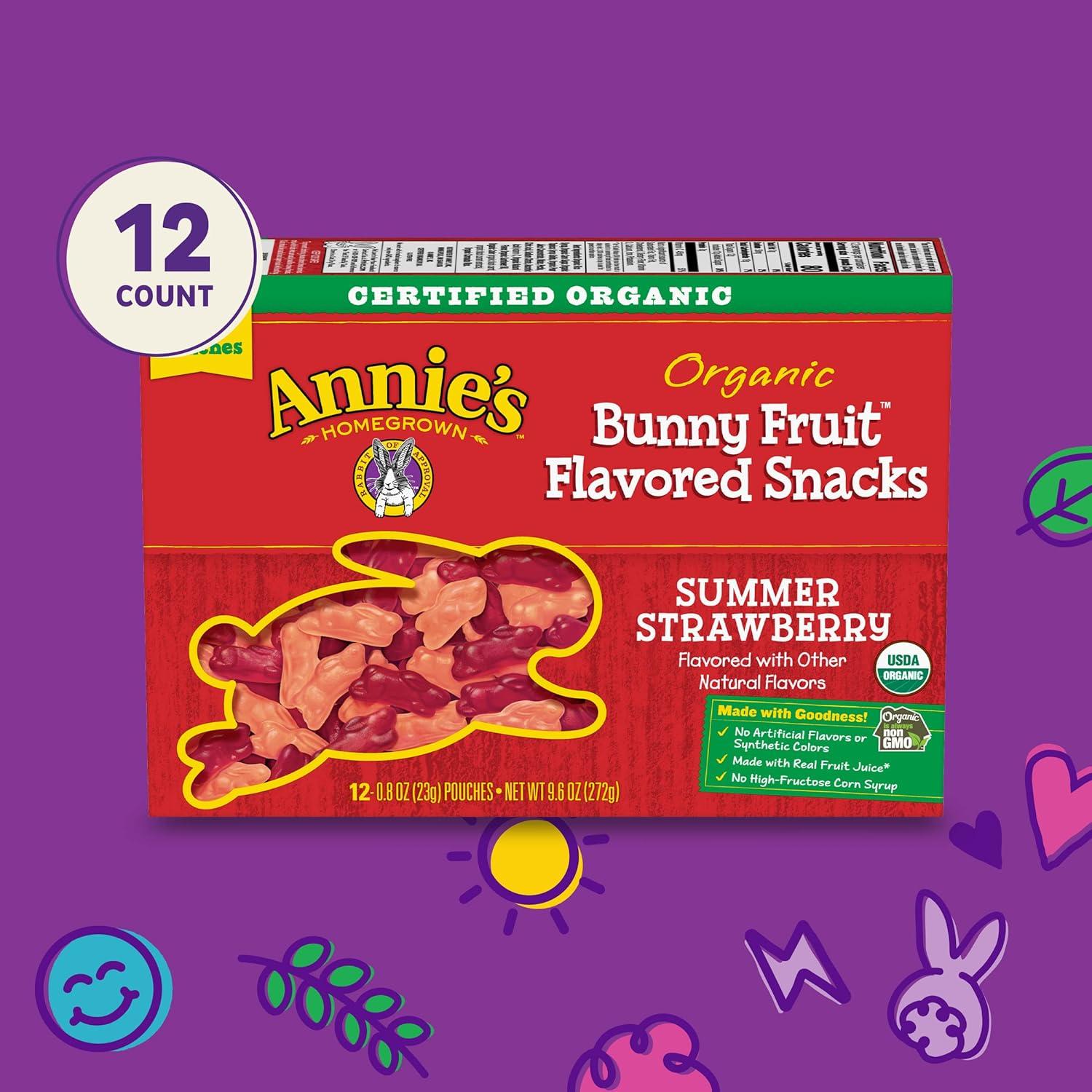 image:imageAnnies Organic Bunny Fruit Flavored Snacks Summer Strawberry Gluten Free Value Pack 22 Pouches 154 ozSummer Strawberry
