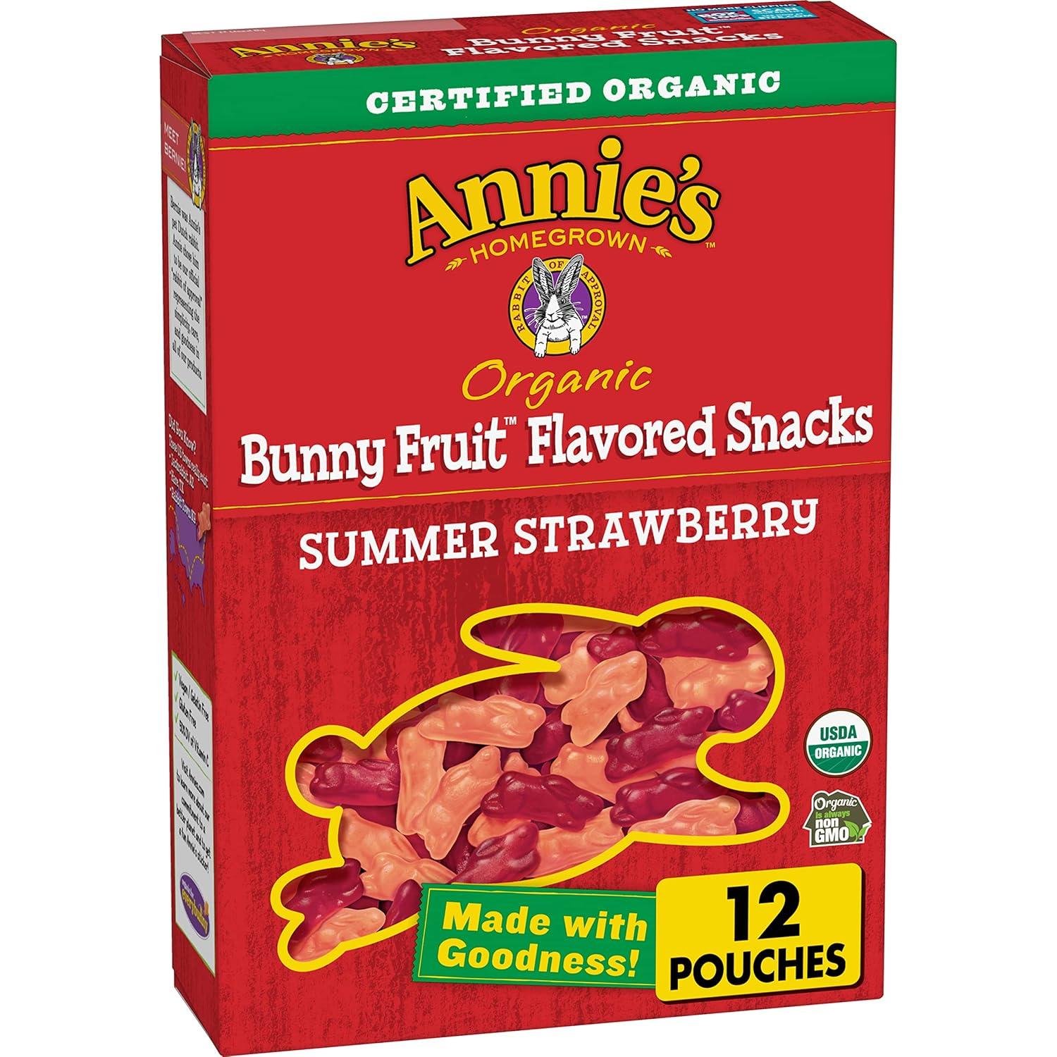 image:imageAnnies Organic Bunny Fruit Flavored Snacks Summer Strawberry Gluten Free Value Pack 22 Pouches 154 ozSummer Strawberry