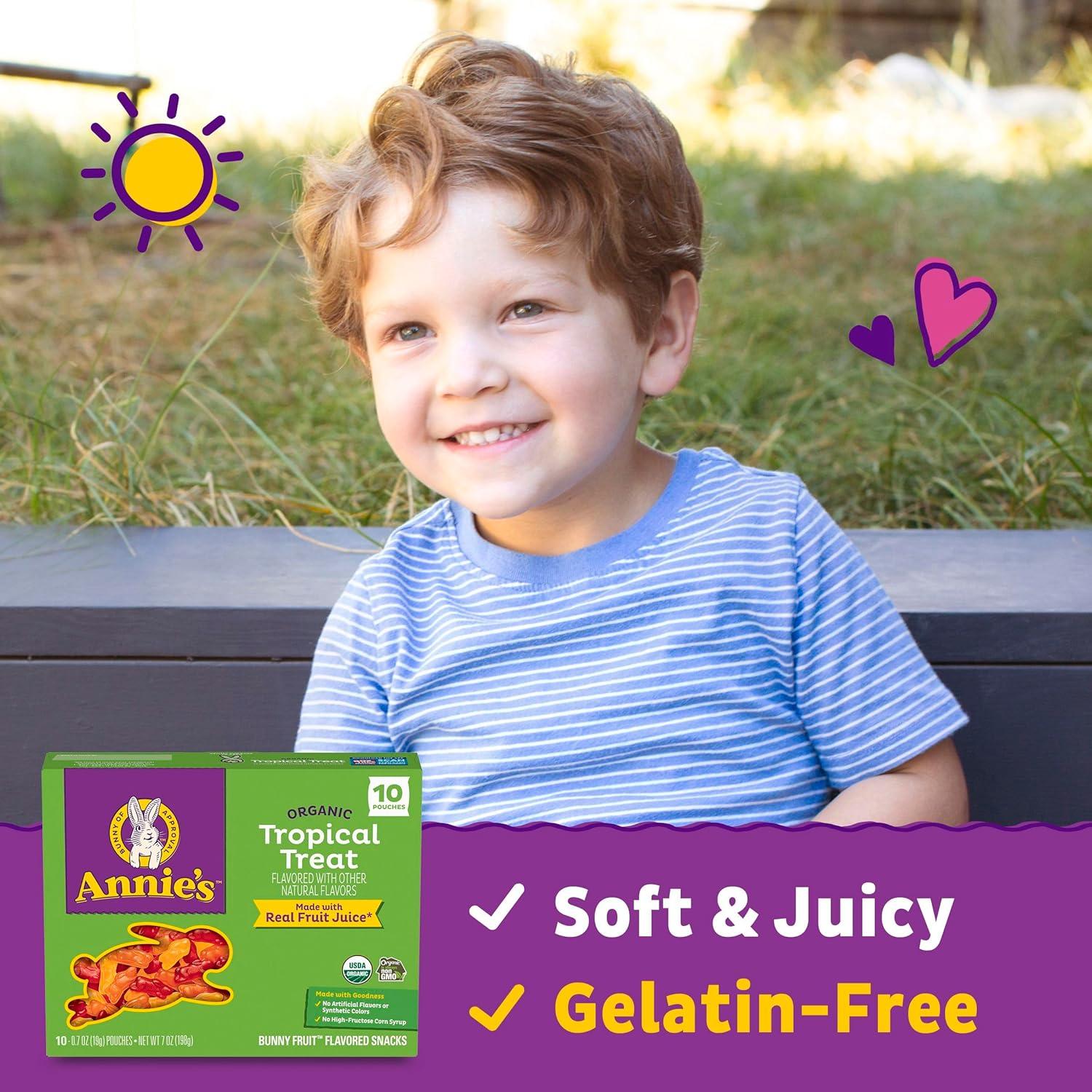 image:imageAnnies Organic Bunny Fruit Flavored Snacks Summer Strawberry Gluten Free Value Pack 22 Pouches 154 ozTropical Treat