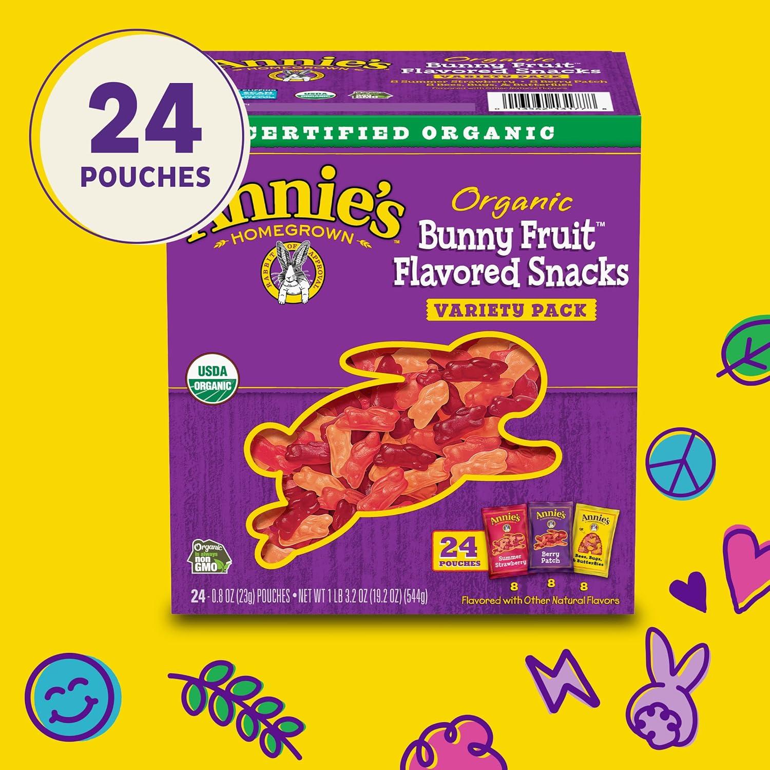 image:imageAnnies Organic Bunny Fruit Flavored Snacks Summer Strawberry Gluten Free Value Pack 22 Pouches 154 ozVariety