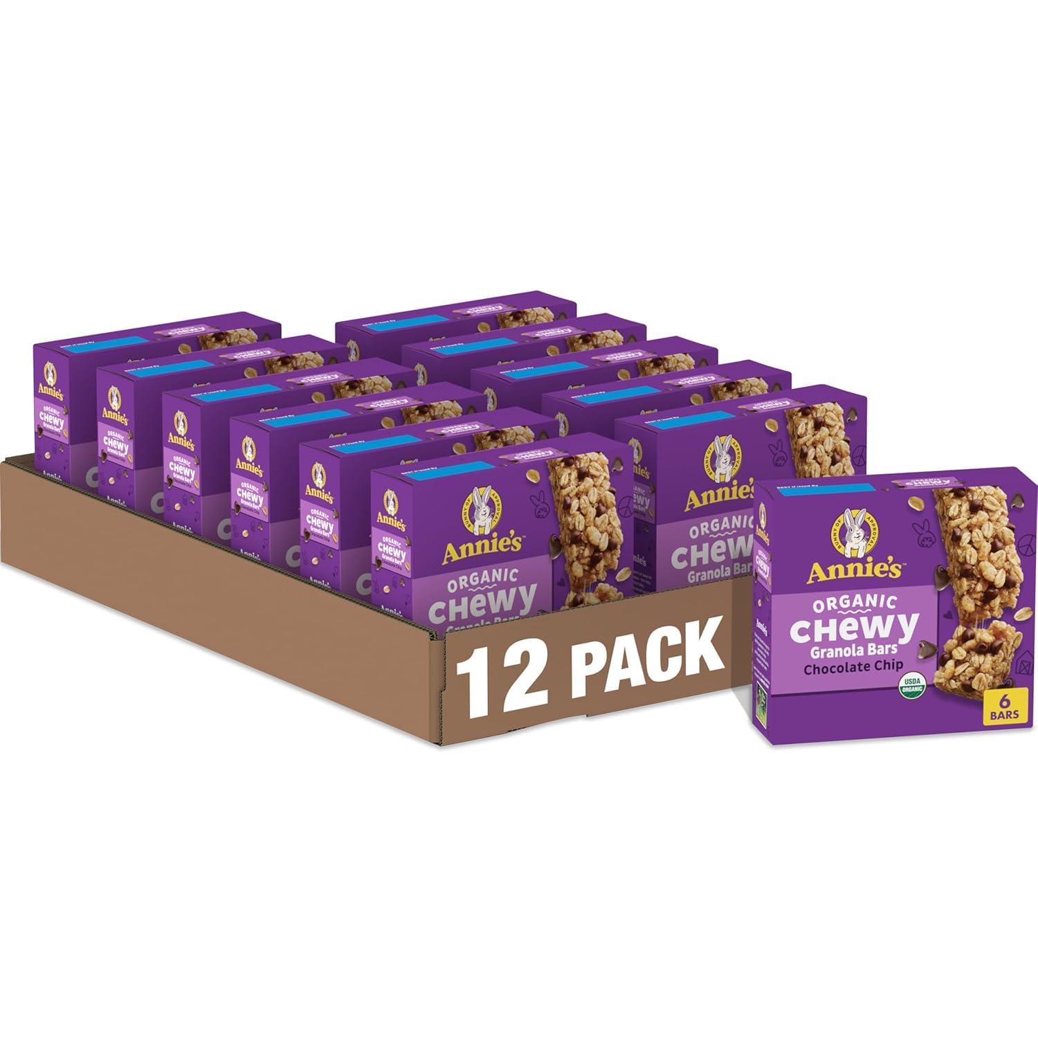 image:imageAnnies Organic Chewy Granola Bars Chocolate Chip 6 Bars 534 oz Pack of 12Chocolate Chip