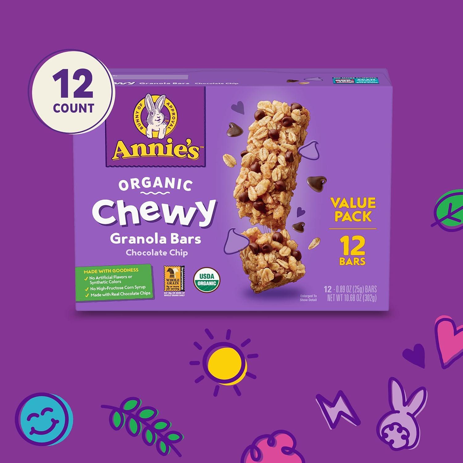 image:imageAnnies Organic Chewy Granola Bars Chocolate Chip 6 Bars 534 oz Pack of 12Chocolate Chip