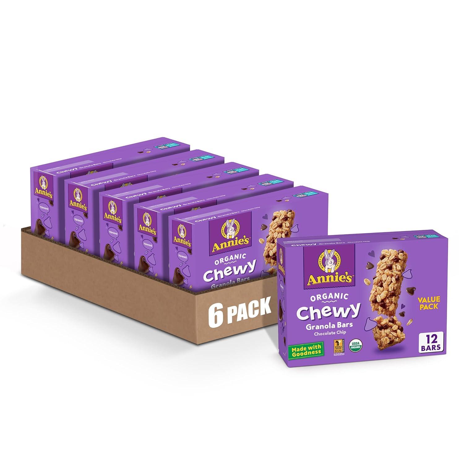 image:imageAnnies Organic Chewy Granola Bars Chocolate Chip 6 Bars 534 oz Pack of 12Chocolate Chip