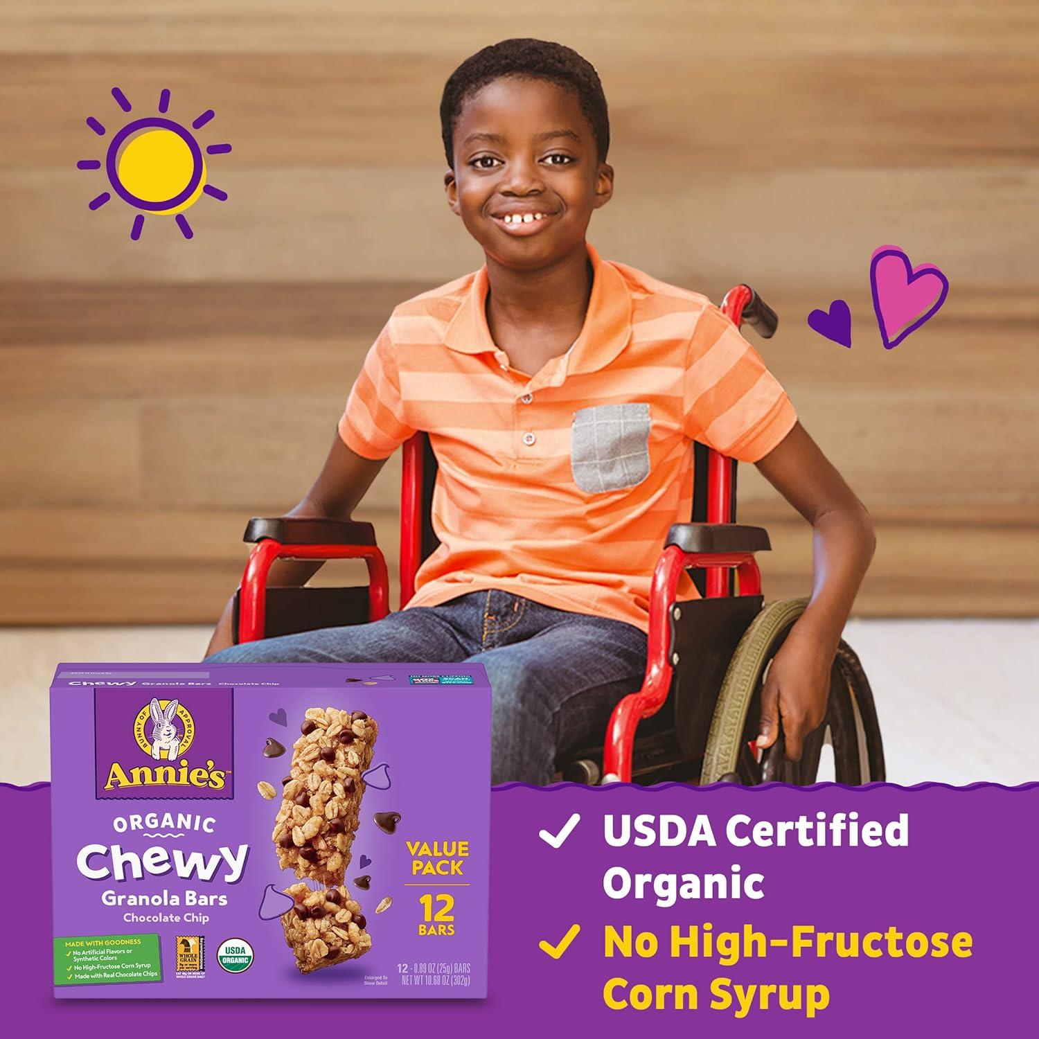 image:imageAnnies Organic Chewy Granola Bars Chocolate Chip 6 Bars 534 oz Pack of 12Chocolate Chip