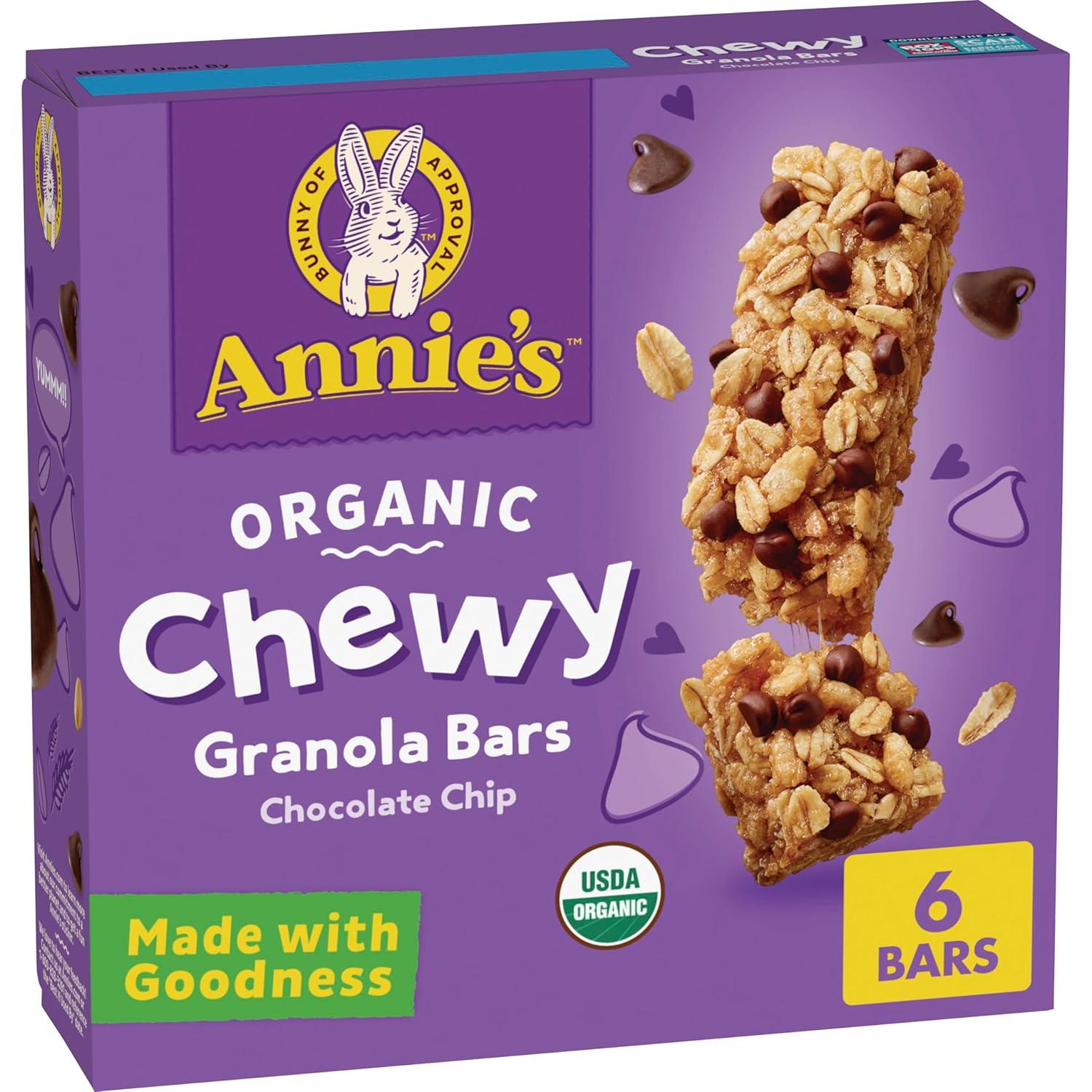 image:imageAnnies Organic Chewy Granola Bars Chocolate Chip 6 Bars 534 oz Pack of 12Chocolate Chip
