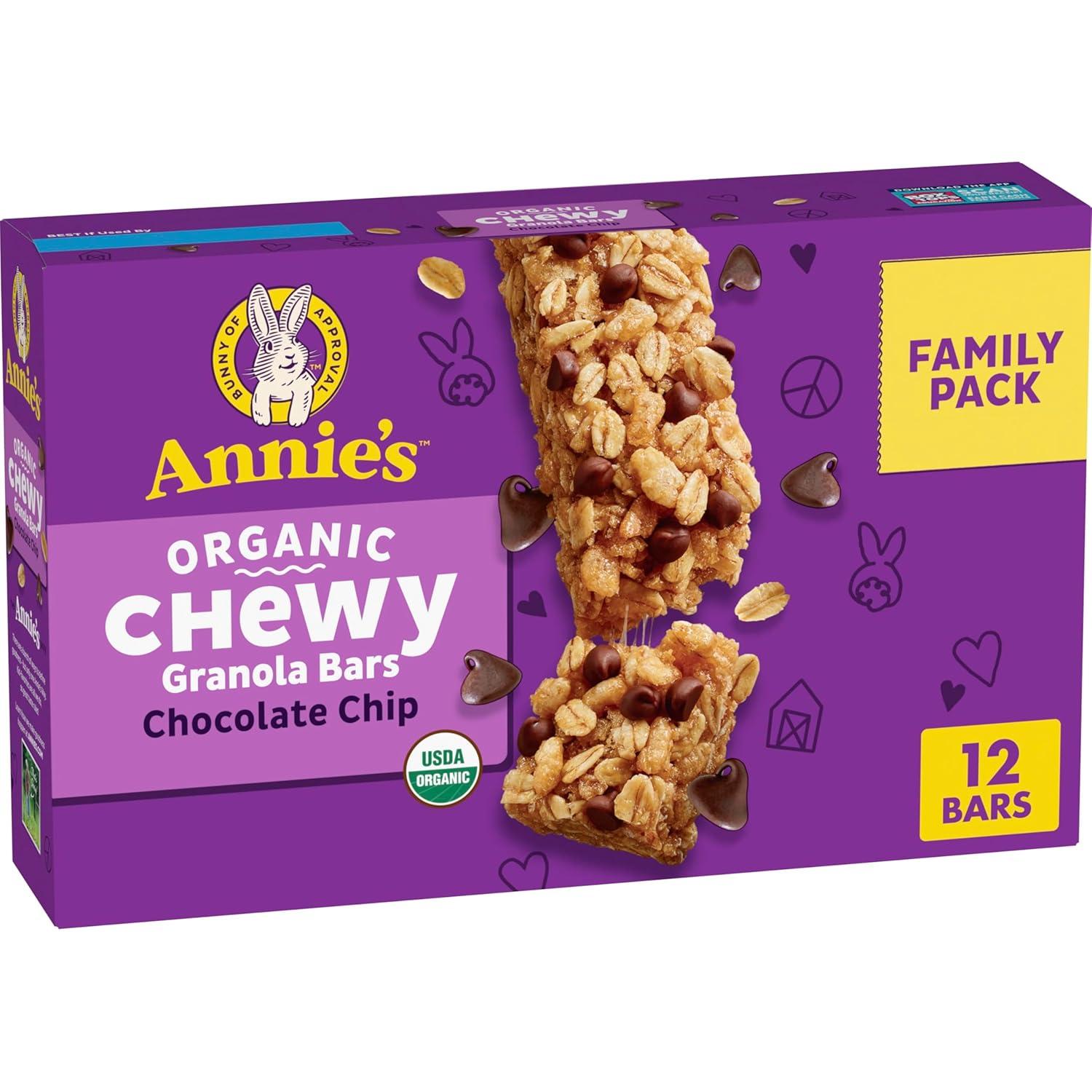 image:imageAnnies Organic Chewy Granola Bars Chocolate Chip 6 Bars 534 oz Pack of 12Chocolate Chip