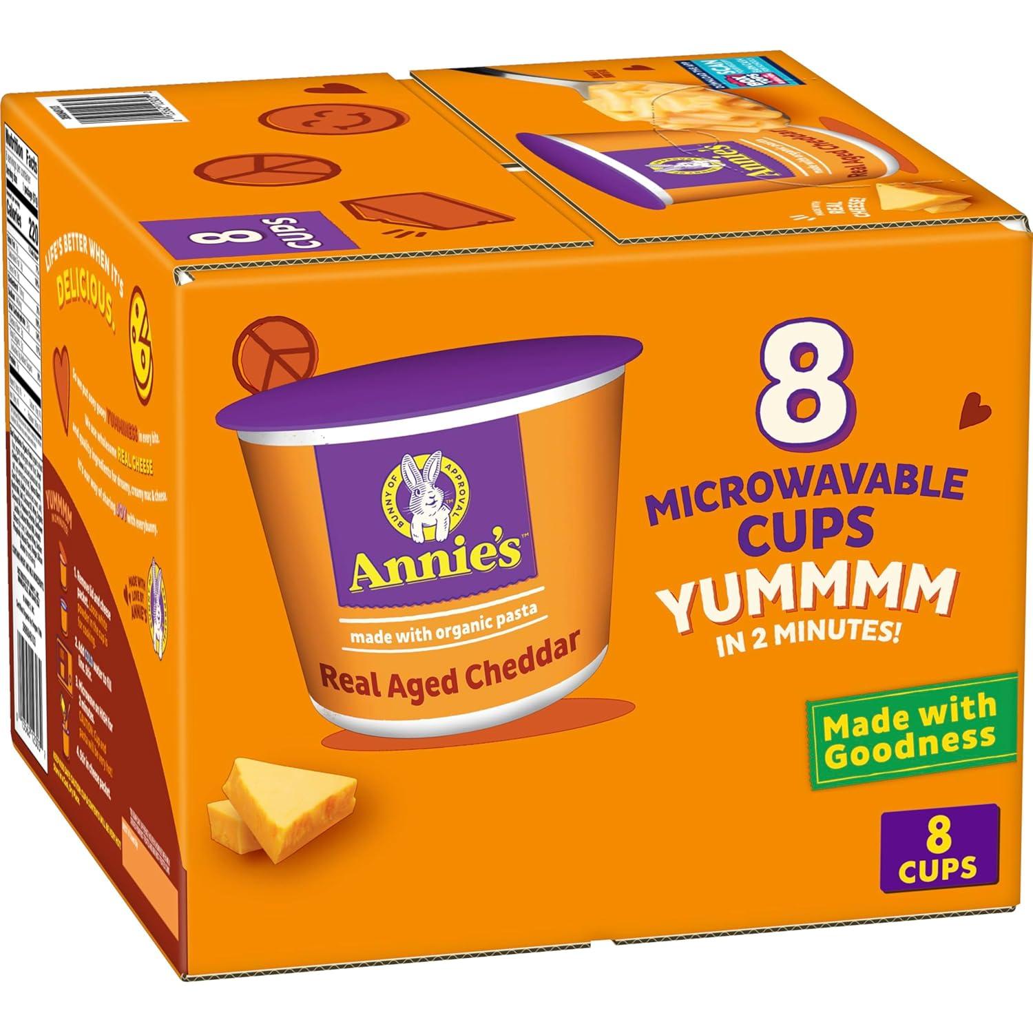 image:imageAnnies Real Aged Cheddar Microwavable Mac and Cheese Cup with Organic Pasta Made with Real Cheese Dinner Side or Snacks 201 oz Pack of 12Real Aged Cheddar