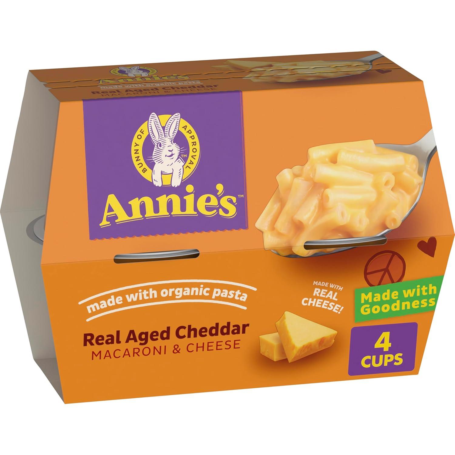 image:imageAnnies Real Aged Cheddar Microwavable Mac and Cheese Cup with Organic Pasta Made with Real Cheese Dinner Side or Snacks 201 oz Pack of 12Real Aged Cheddar