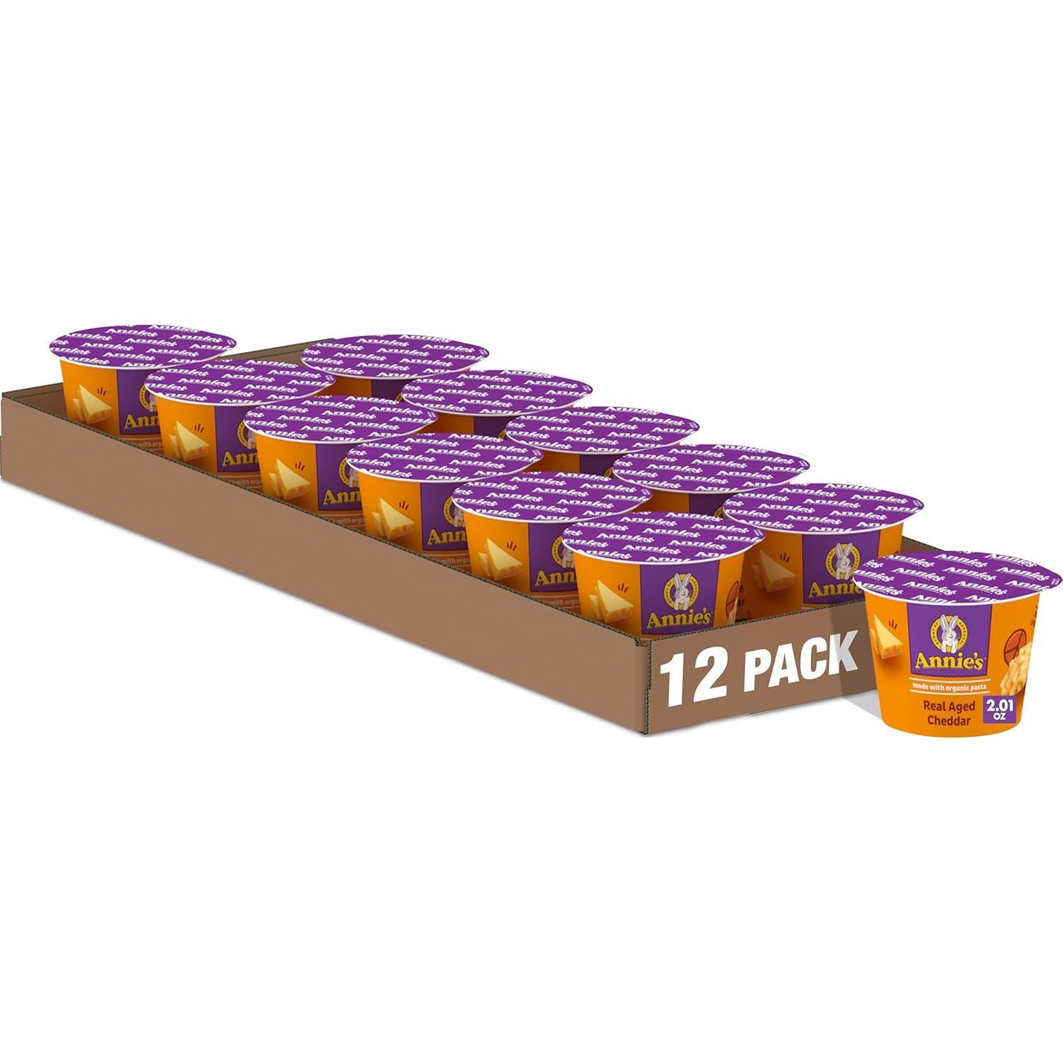image:imageAnnies Real Aged Cheddar Microwavable Mac and Cheese Cup with Organic Pasta Made with Real Cheese Dinner Side or Snacks 201 oz Pack of 12Real Aged Cheddar