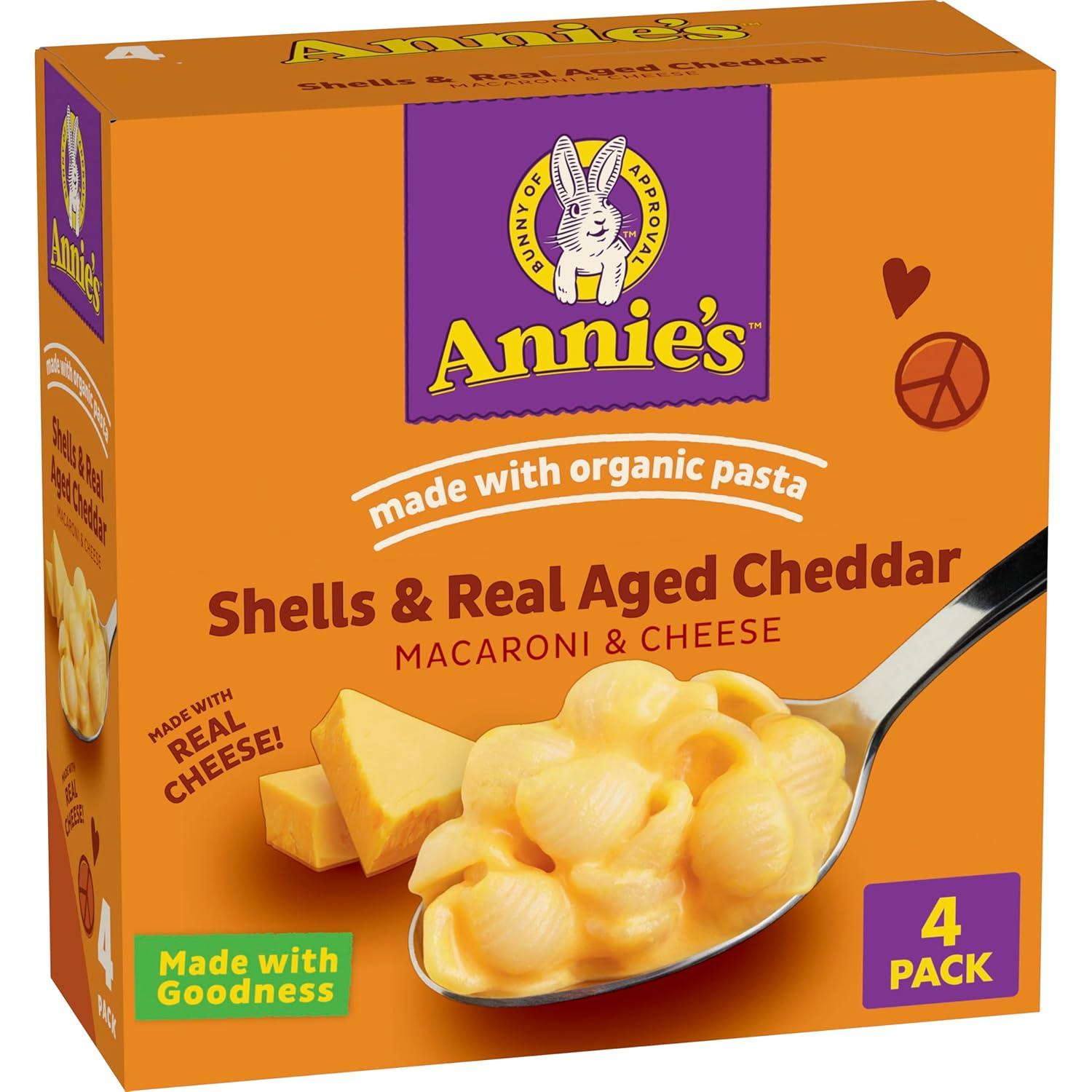 image:imageAnnies Shells and White Cheddar Made with Organic Pasta and Real Cheese Family Size 105 oz Pack of 6Real Aged Cheddar