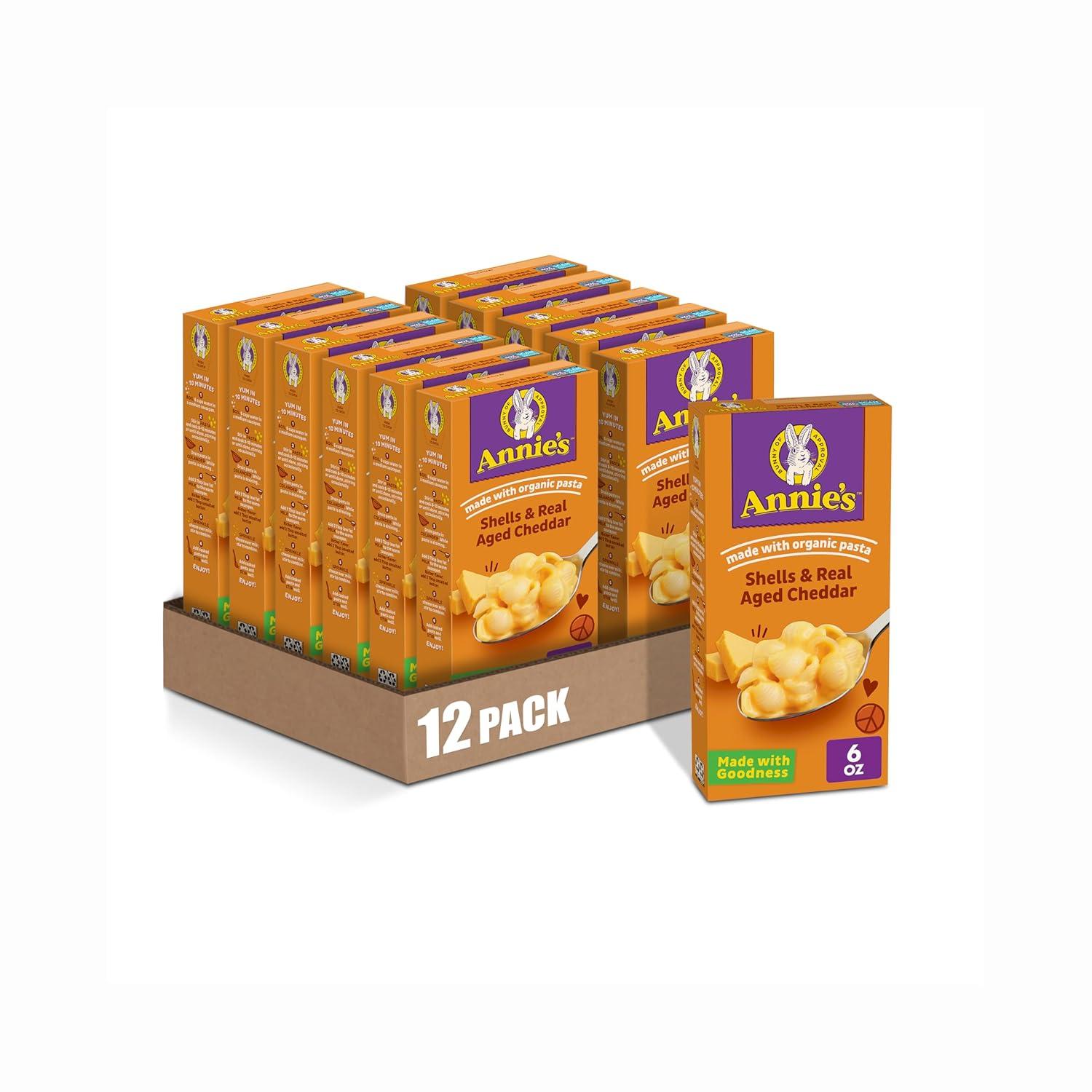 image:imageAnnies Shells and White Cheddar Made with Organic Pasta and Real Cheese Family Size 105 oz Pack of 6Real Aged Cheddar