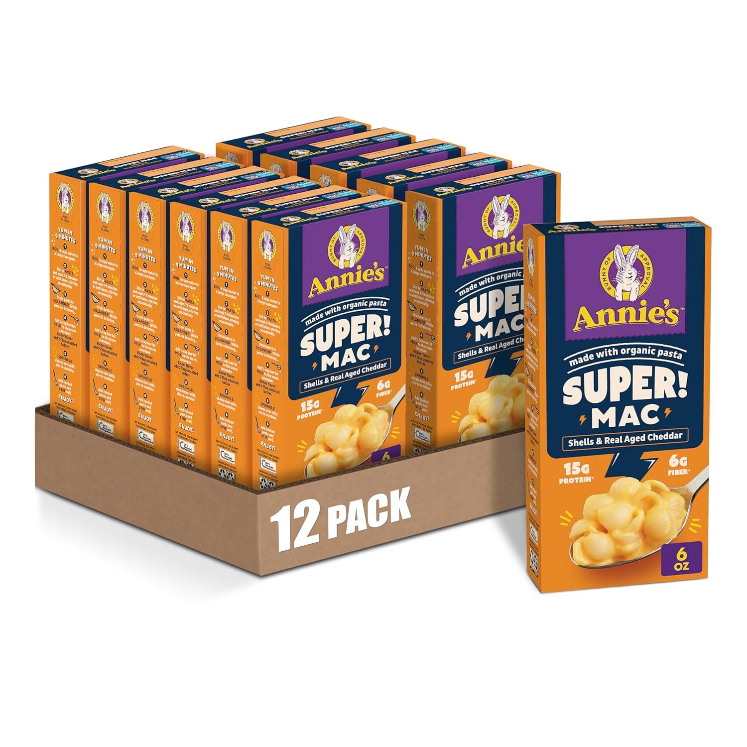 image:imageAnnies Super Mac Shells and White Cheddar Made with Organic Pasta 6 oz Pack of 12Real Aged Cheddar