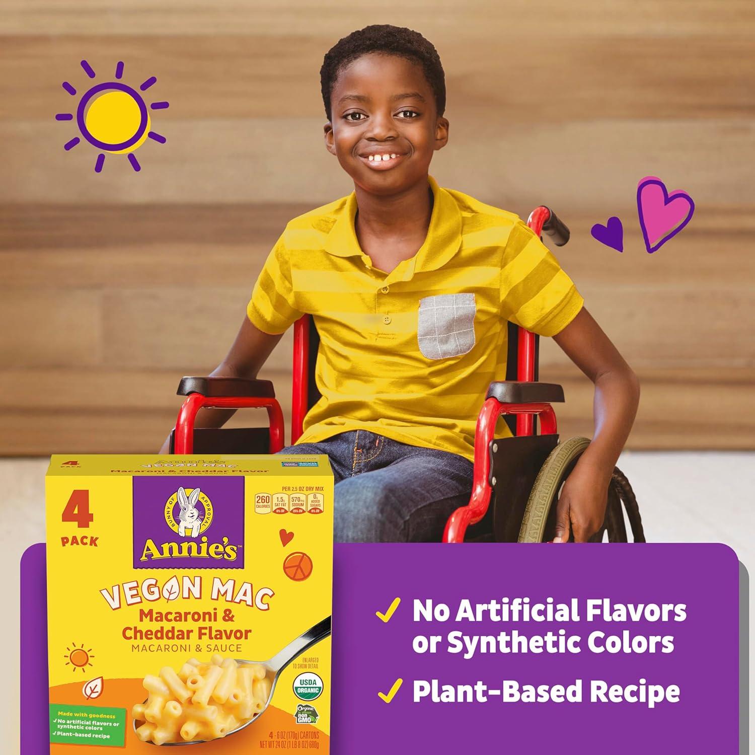 image:imageAnnies Vegan Mac and Cheddar Flavor Pasta and Sauce Organic Plant Based Dinner Side or Snacks 6 oz Pack of 12Cheddar