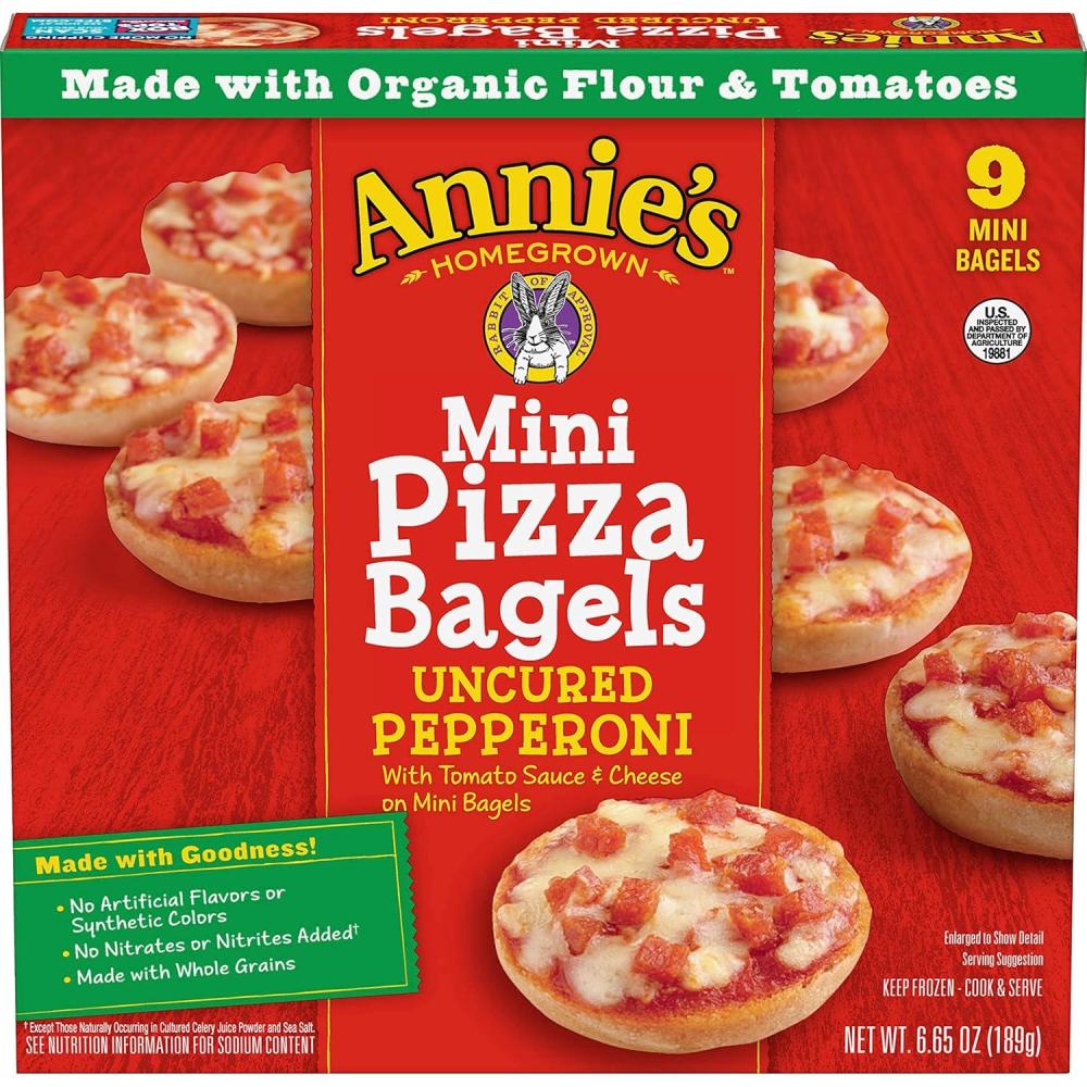image:imageAnnies Frozen Mini Pizza Bagels Uncured Pepperoni Snacks 9 Ct 665 oz665 Ounce