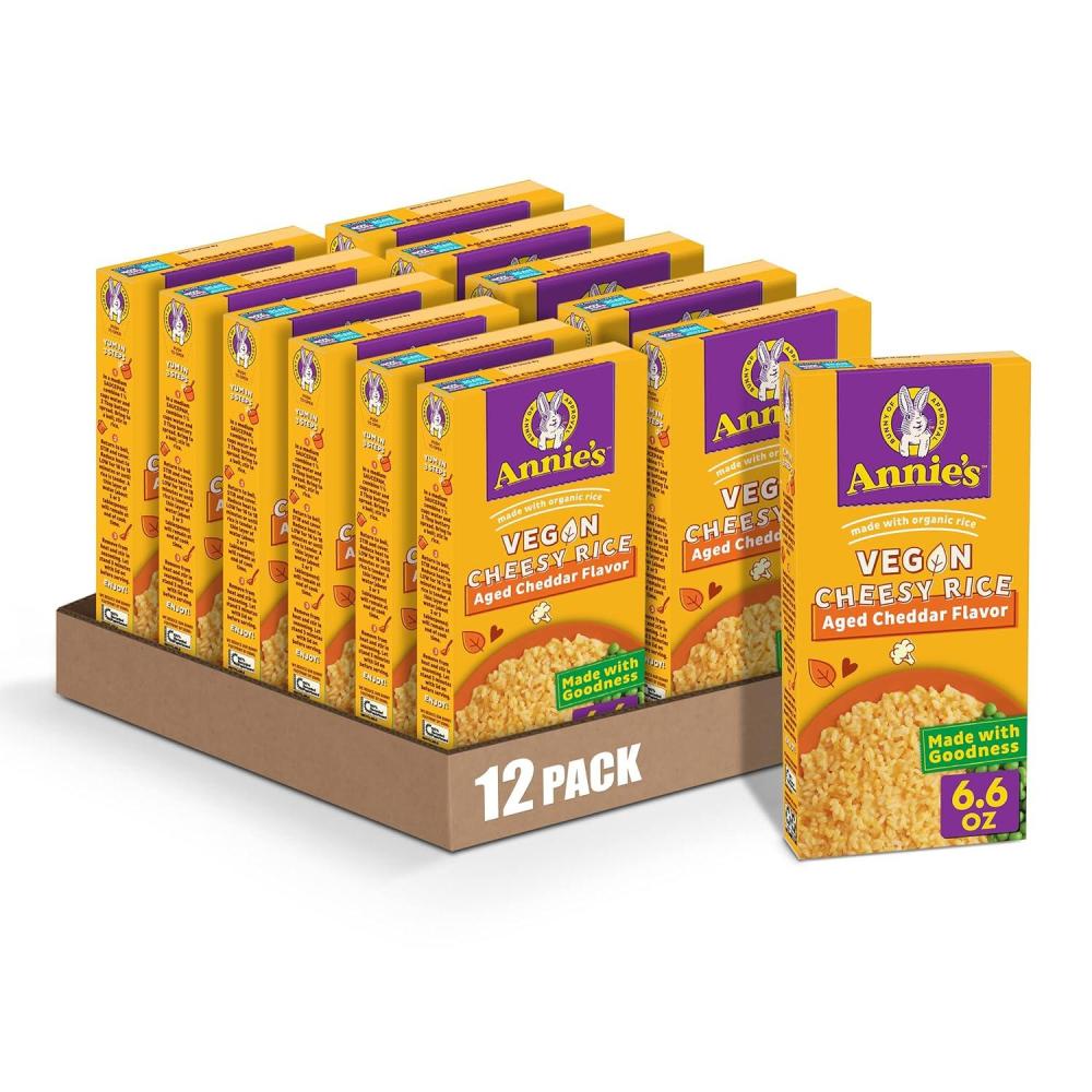 image:imageAnnies Homegrown Vegan Cheesy Rice Aged Cheddar Flavor 66 oz Pack of 12Vegan Aged Cheddar