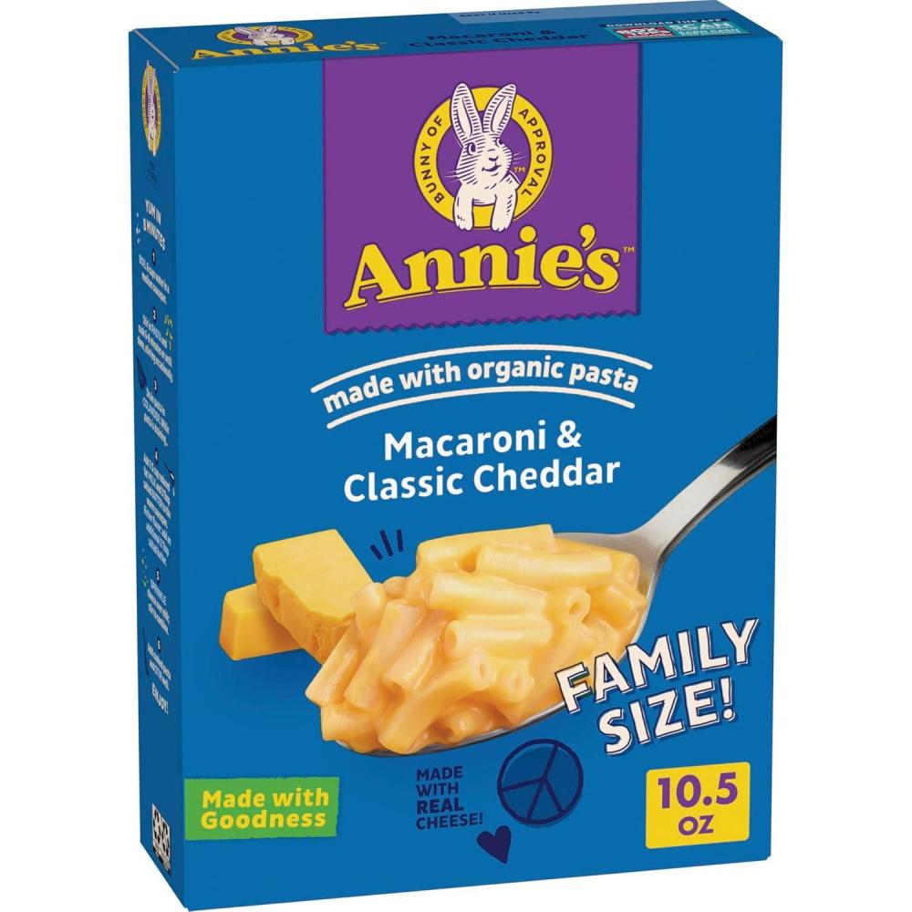image:imageAnnies Macaroni and Classic Cheddar Made with Organic Pasta and Real Cheese 4 Ct 24 oz105 Ounce Pack of 1