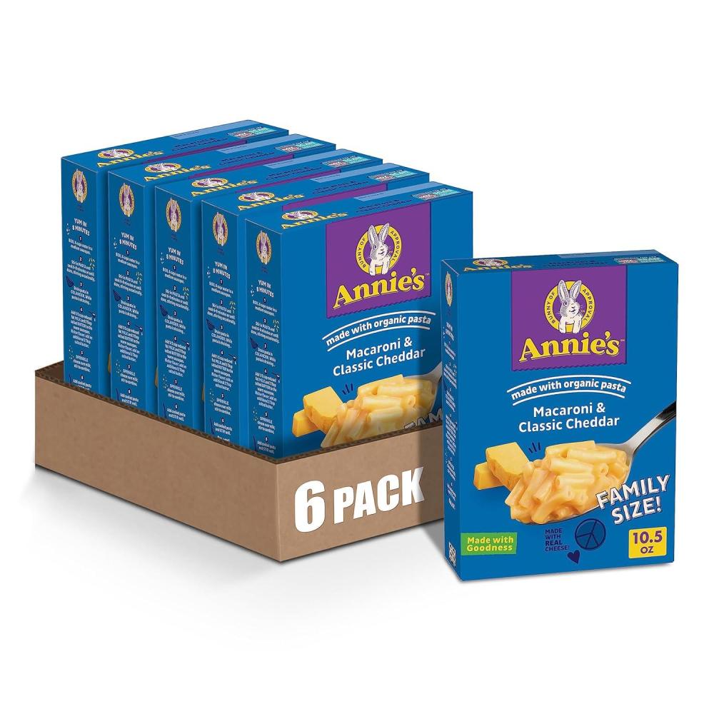 image:imageAnnies Macaroni and Classic Cheddar Made with Organic Pasta and Real Cheese 4 Ct 24 oz105 Ounce Pack of 6
