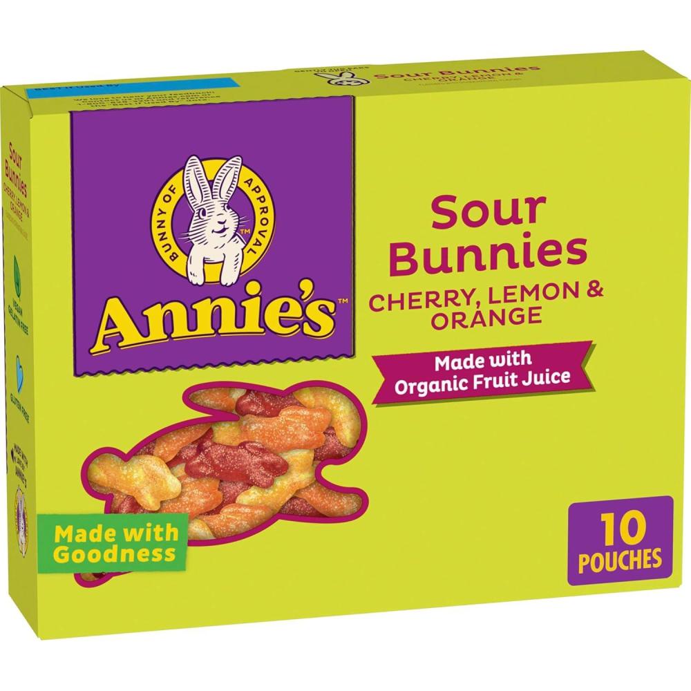 image:imageAnnies Organic Bunny Fruit Flavored Snacks Summer Strawberry Gluten Free Value Pack 22 Pouches 154 ozCherry Lemon Orange