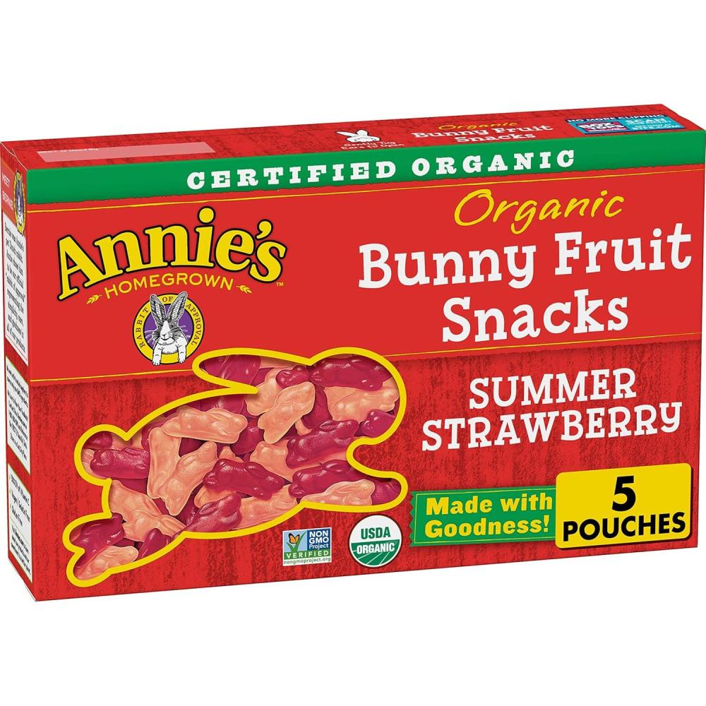image:imageAnnies Organic Bunny Fruit Flavored Snacks Summer Strawberry Gluten Free Value Pack 22 Pouches 154 ozSummer Strawberry