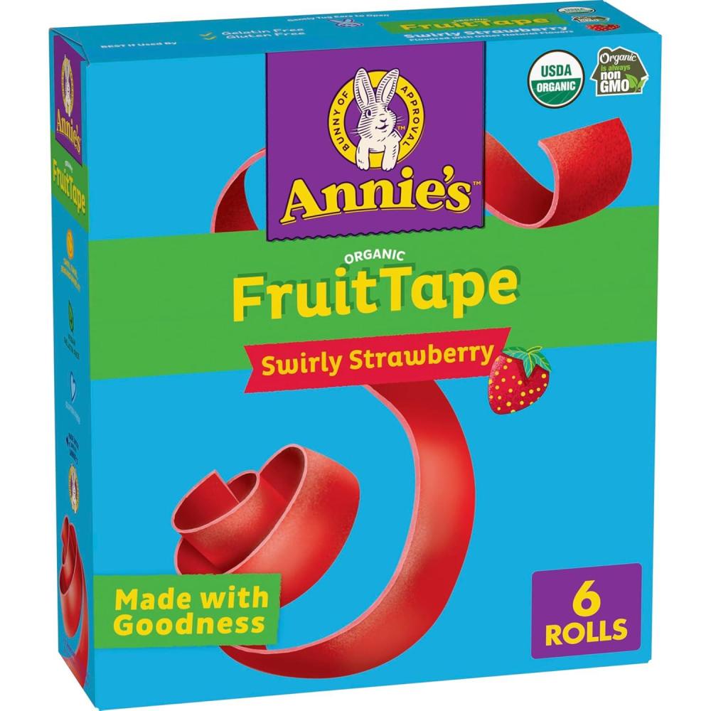 image:imageAnnies Organic Bunny Fruit Flavored Snacks Summer Strawberry Gluten Free Value Pack 22 Pouches 154 ozSwirly Strawberry