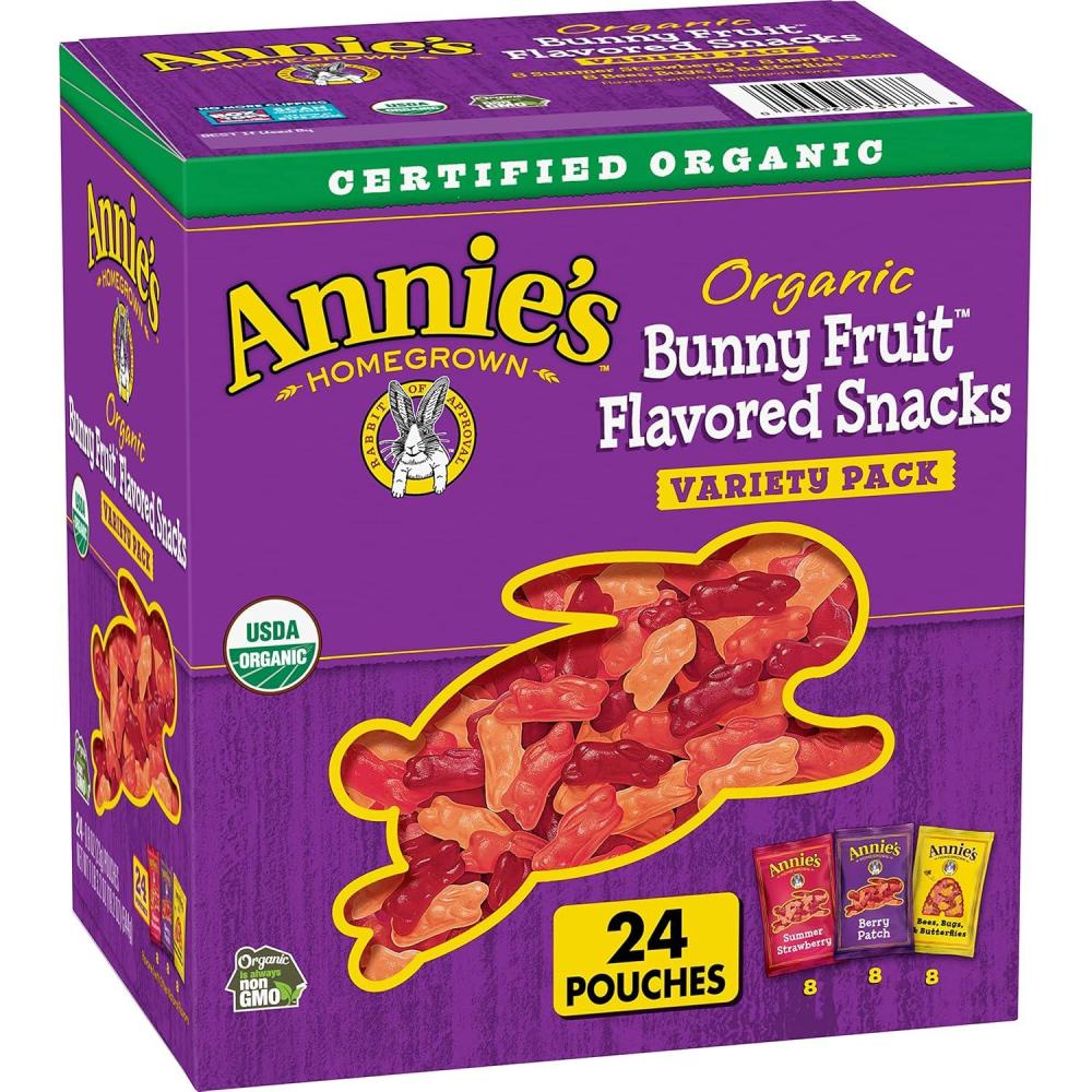 image:imageAnnies Organic Bunny Fruit Flavored Snacks Summer Strawberry Gluten Free Value Pack 22 Pouches 154 ozVariety