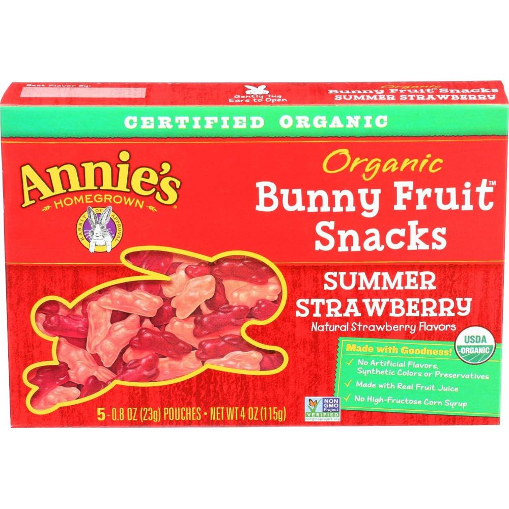 image:imageAnnies Organic Bunny Fruit Flavored Snacks Summer Strawberry Gluten Free Value Pack 22 Pouches 154 ozstrawberry