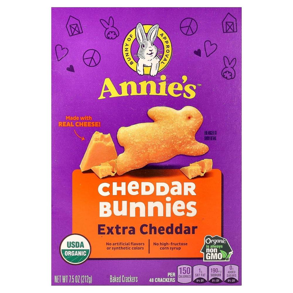 image:imageAnnies Organic Cheddar Bunnies Baked Snack Crackers Original 75 ozExtra Cheddar