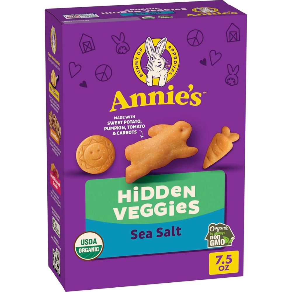 image:imageAnnies Organic Cheddar Bunnies Baked Snack Crackers Original 75 ozSea Salt with Hidden Veggies