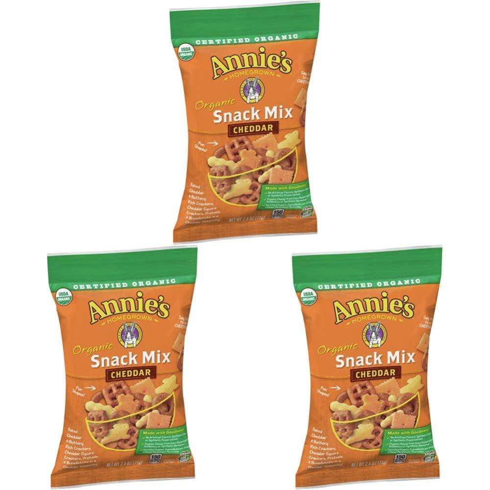 image:imageAnnies Organic Cheddar Snack Mix With Assorted Crackers and Pretzels 25 oz Bag Pack of 1225 Ounce Pack of 36