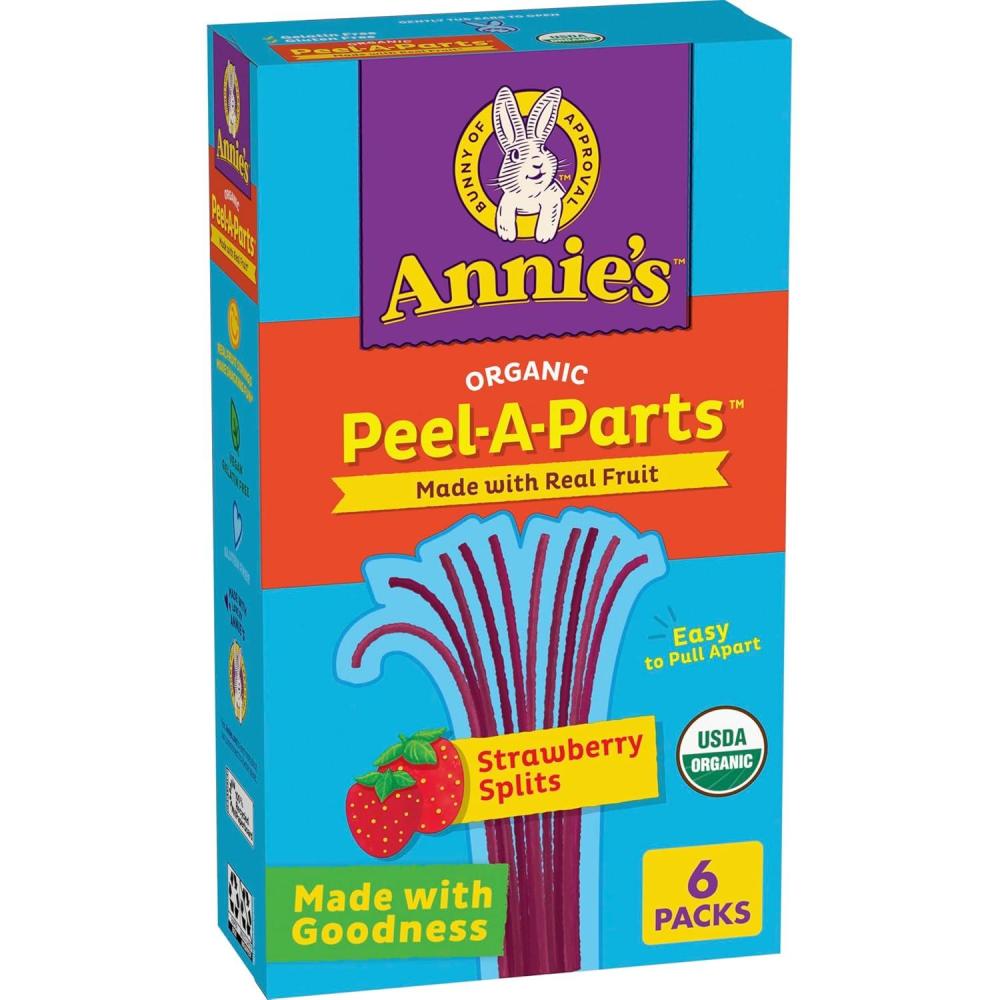 image:imageAnnies Organic Fruit PeelAParts Fruit Flavored Snacks Strawberry and Fruit Punch Gluten Free Vegan Variety Pack 12 Count 67 ozStrawberry