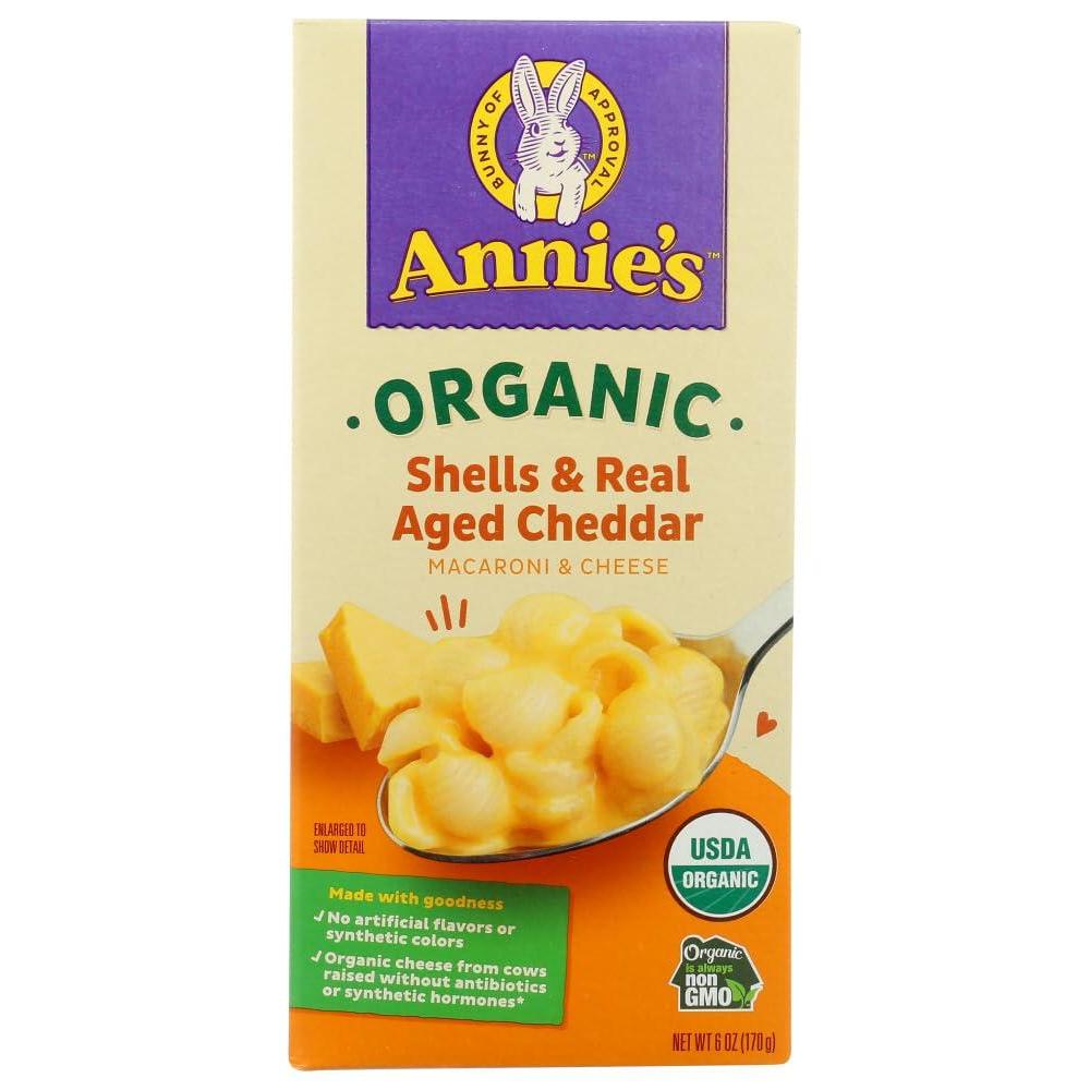 image:imageAnnies Organic Shells and White Cheddar Made with Real Cheese 6 oz Pack of 12Butter Cheddar Cheese Orange