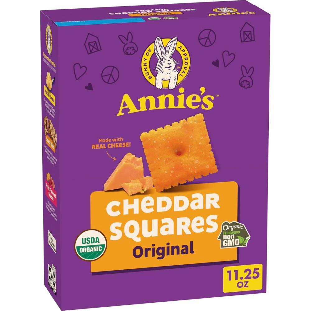 image:imageAnnies Organic Snack Variety Pack Cheddar Bunnies and Bunny Grahams 1 oz 36 ctCheddar Squares