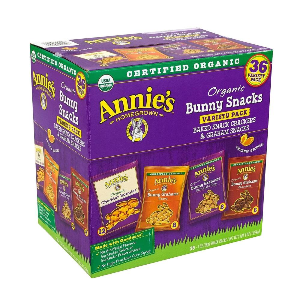 image:imageAnnies Organic Snack Variety Pack Cheddar Bunnies and Bunny Grahams 1 oz 36 ctVariety