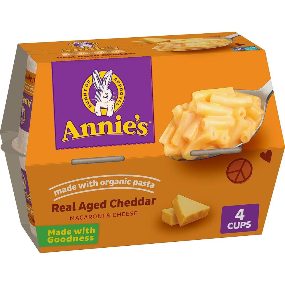 image:imageAnnies Real Aged Cheddar Microwavable Mac and Cheese Cup with Organic Pasta Made with Real Cheese Dinner Side or Snacks 201 oz Pack of 12Aged