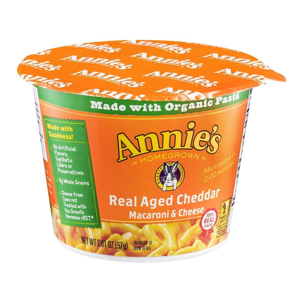 image:imageAnnies Real Aged Cheddar Microwavable Mac and Cheese Cup with Organic Pasta Made with Real Cheese Dinner Side or Snacks 201 oz Pack of 12Cheddar Cheese