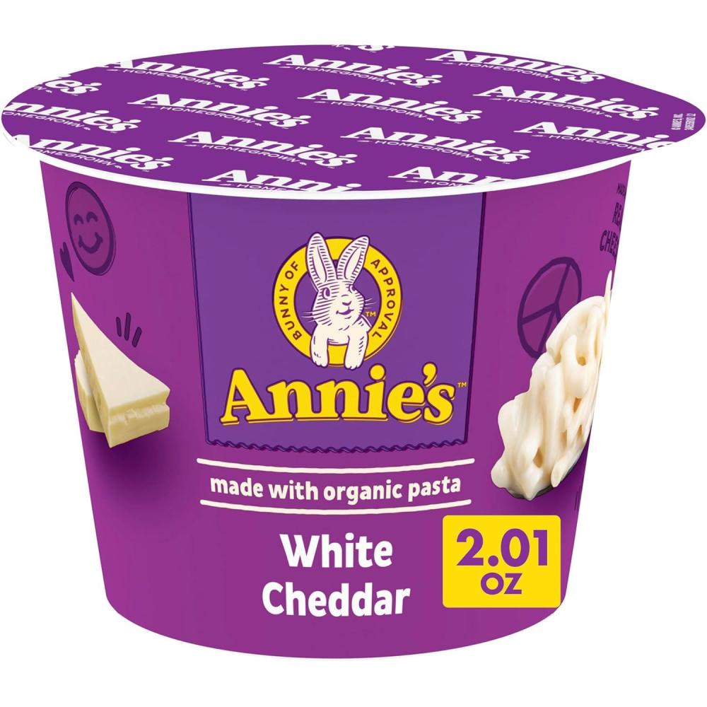 image:imageAnnies Real Aged Cheddar Microwavable Mac and Cheese Cup with Organic Pasta Made with Real Cheese Dinner Side or Snacks 201 oz Pack of 12White Cheddar