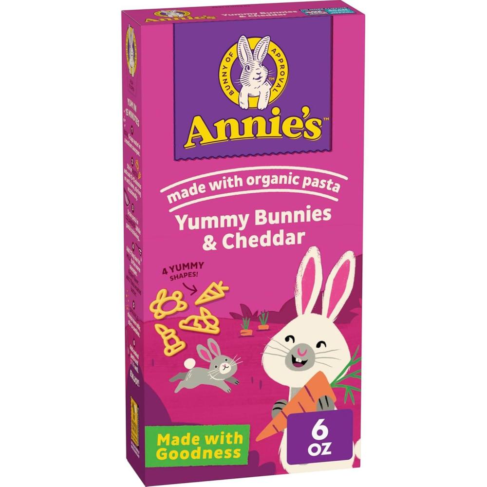 image:imageAnnies Yummy Bunnies and Cheddar Made with Real Cheese and Organic Pasta 6 oz Pack of 12Cheddar