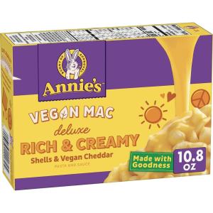 Annie’s Deluxe Shells Pasta and Vegan Cheddar Style Sauce, Organic, 10.8 oz (Pack of 12)(Vegan Cheddar)